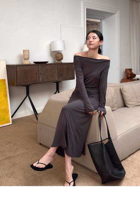 Ladies Off-Shoulder Long Sleeves Fitted Dress